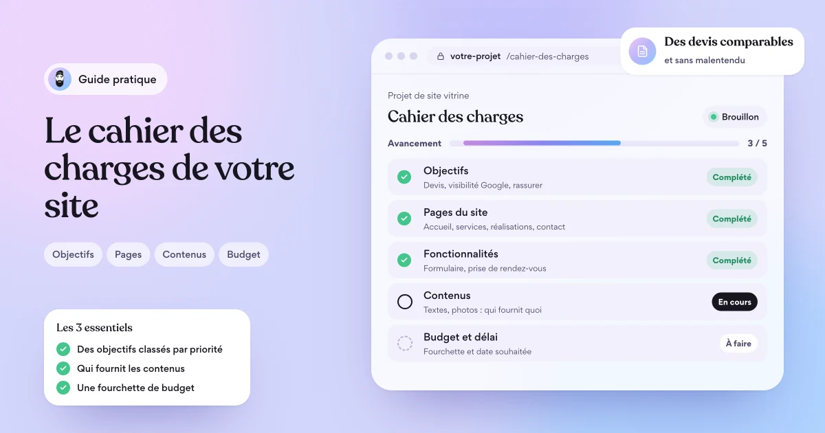 Cahier des charges d’un site internet : objectifs, pages, fonctionnalités et budget