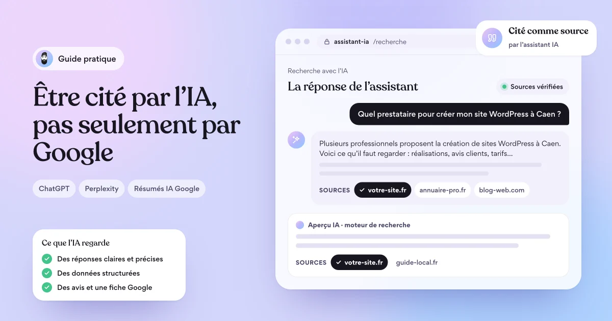 Réponse d’un assistant IA citant un site internet comme source